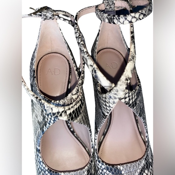 AD & DAUGHTERS Snake Print Leather Ankle Buckle Strap Peep Toe High Heel US: 7.5 - Picture 6 of 14
